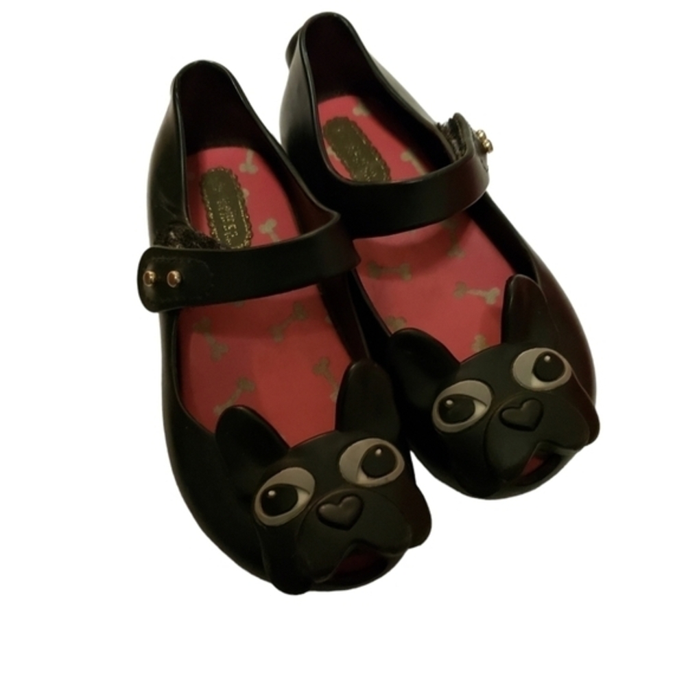 Mini Melissa‎ Frenchie Bulldog Child Shoes Size 8 Black Pre-owned - Picture 3 of 11